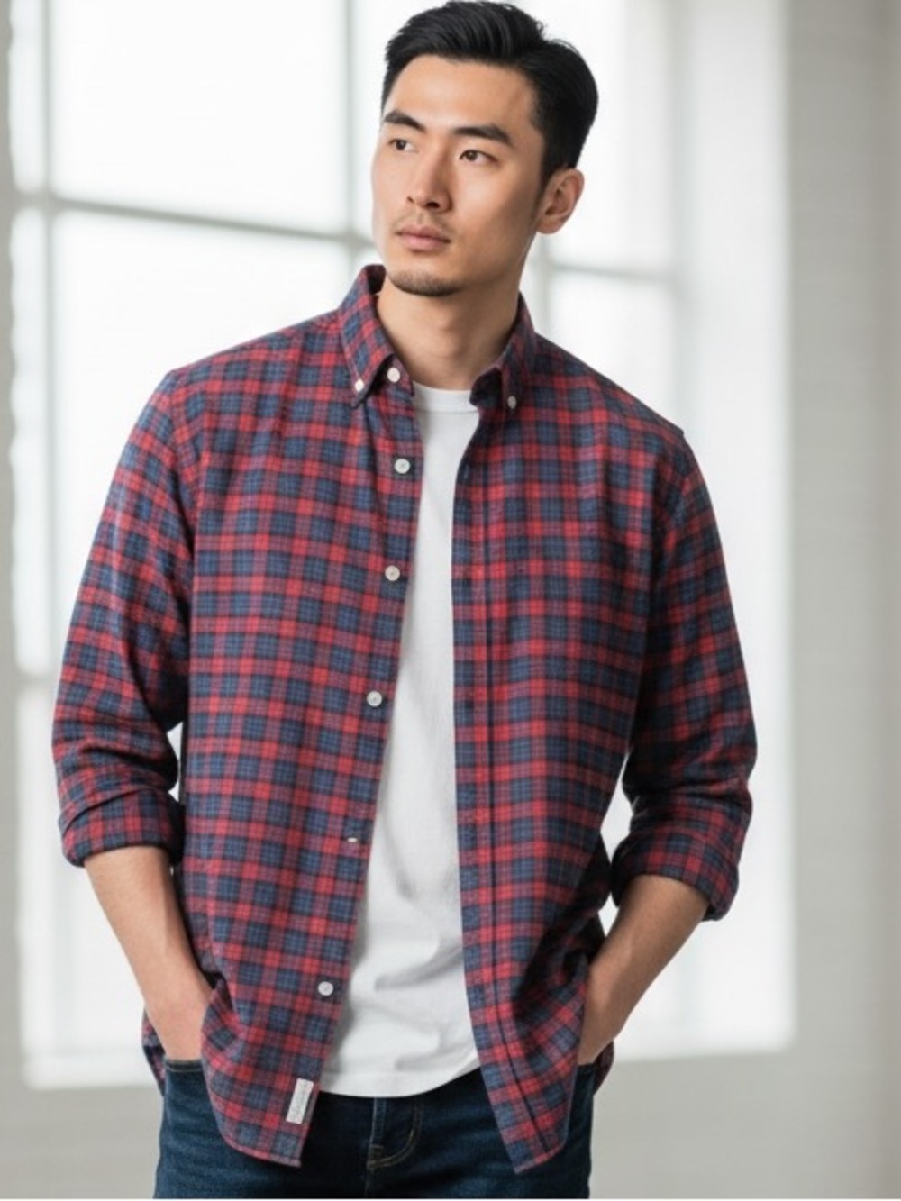 Sperry Premium Plaid Button Down Shirt Red Blue Men’s M NWT